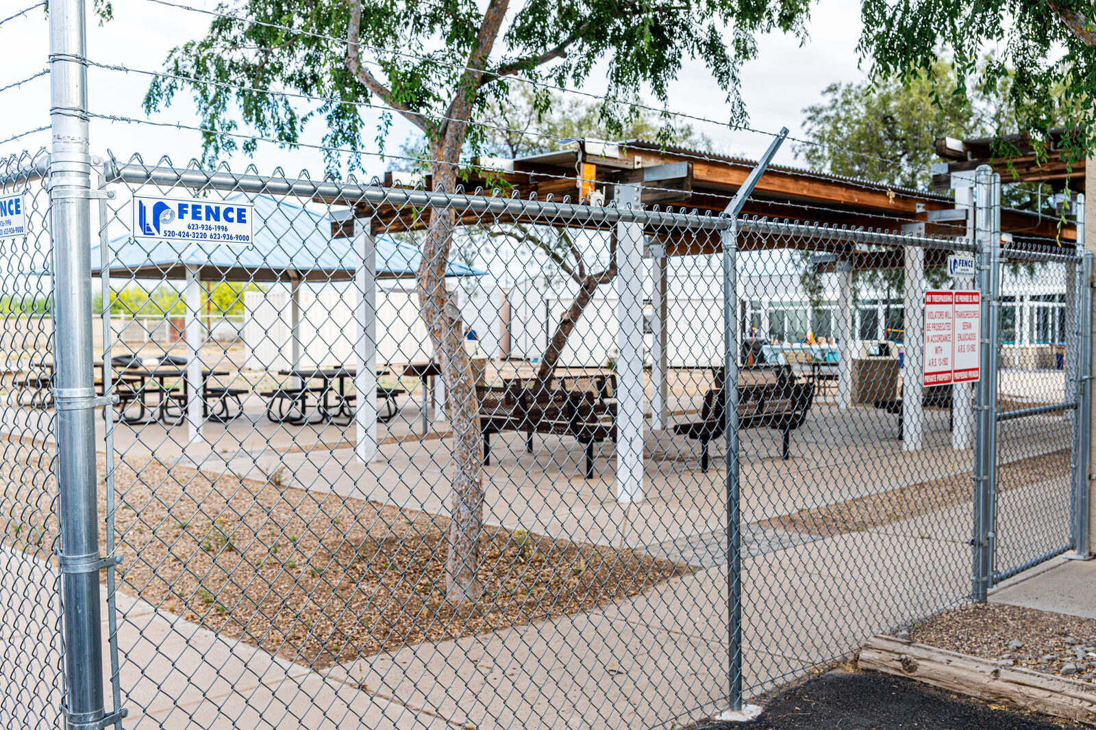 Chain link fence patio enclosure Arizona