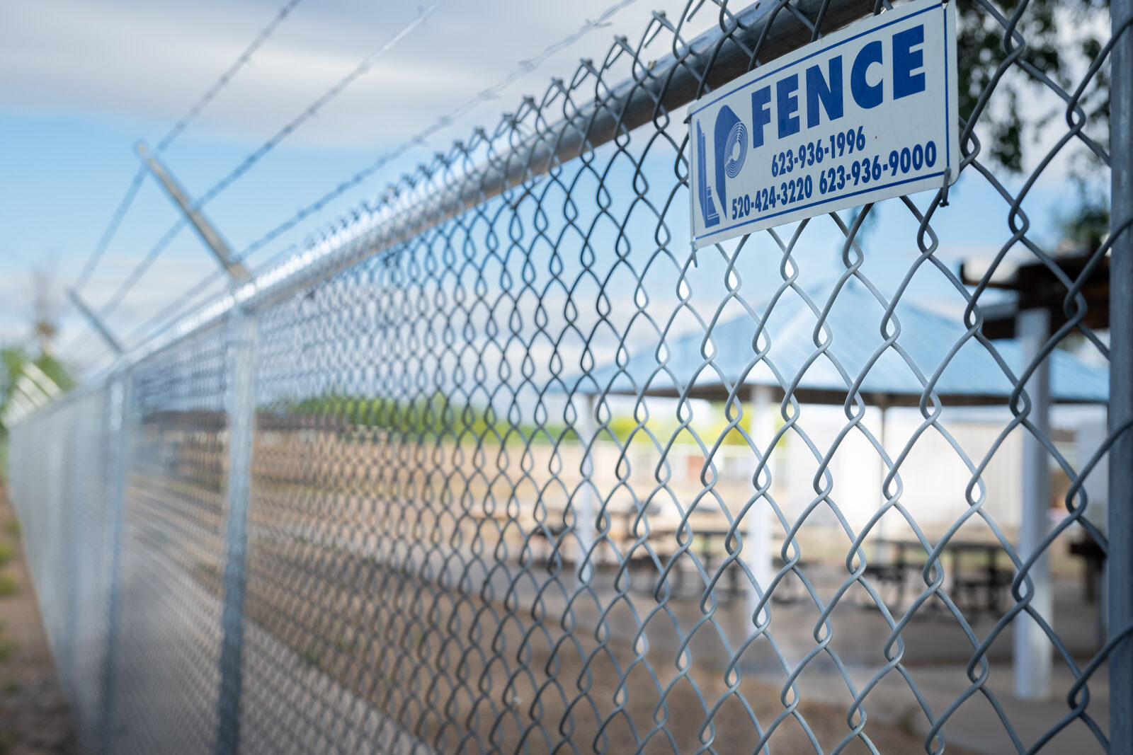 Commercial chain link fence with barbed wire Arizona