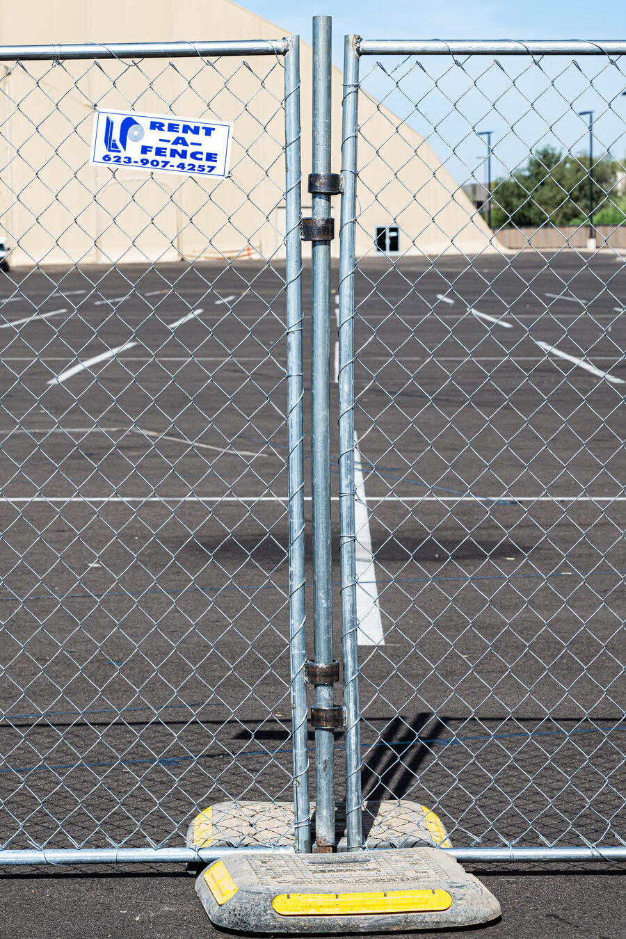 Temporary fence base closeup Arizona
