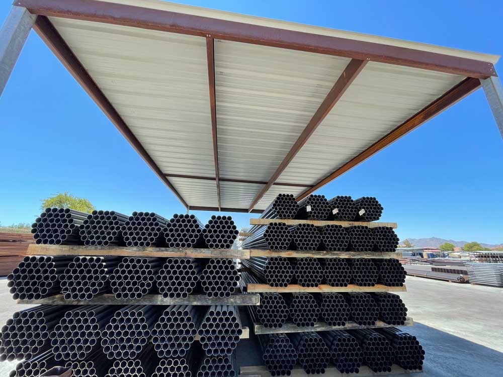 Galvanized Pipe stocked at an LP Steel yard, Arizona