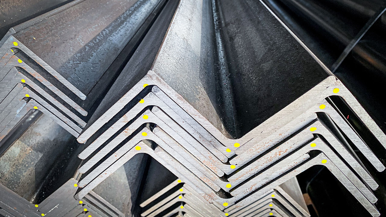 Angle Iron stocked at an LP Steel yard, Arizona
